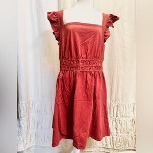 Maurices Burnt Orange Ruffle Sleeve Midi Dress XL Knee Length NWT